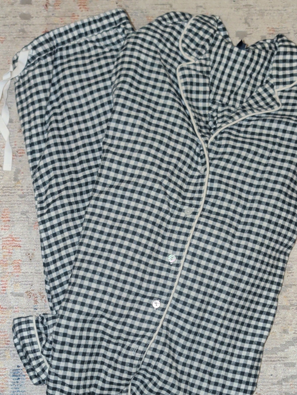 100% Cotton Flannel Gap Body Green & White Check Pjs